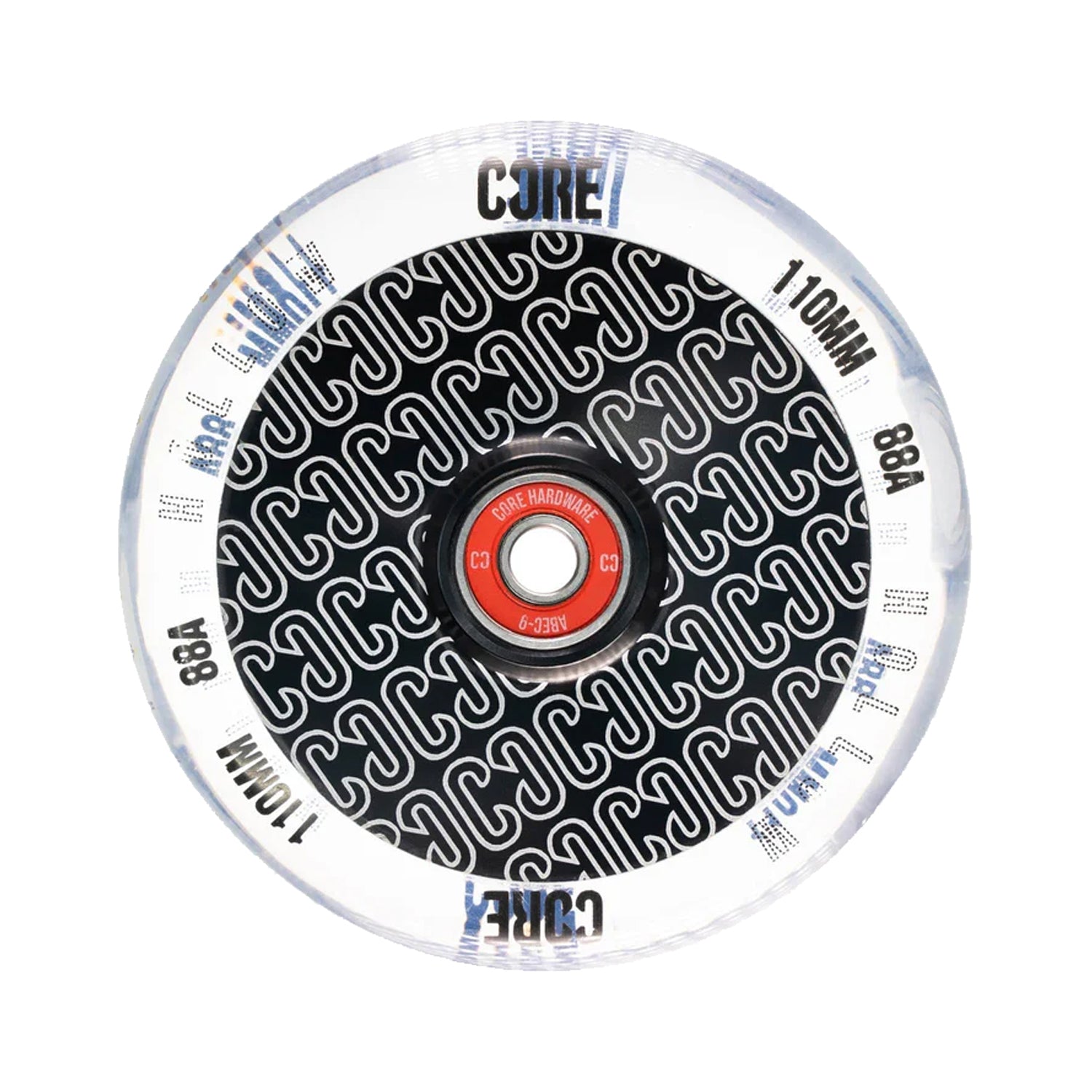 Core Hollowcore Scooter Wheel V2 - 110mm - Clear/Black | Dogg Scooters