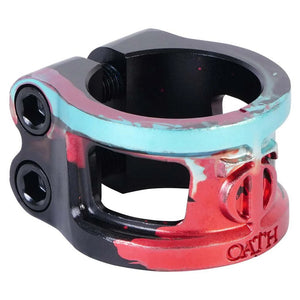 Oath Cage V2 Double Clamp - Black / Teal / Red