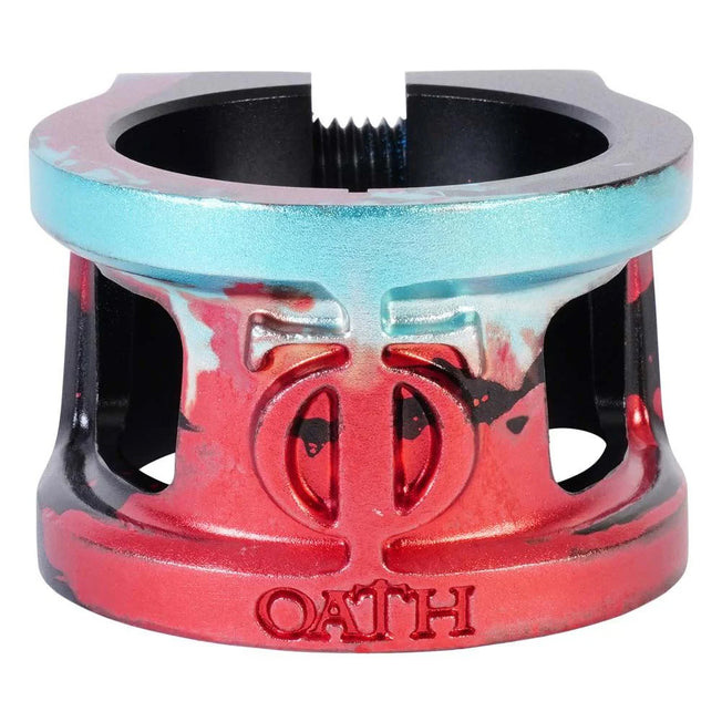 Oath Cage V2 Scooter Double Clamp - Black / Teal / Red