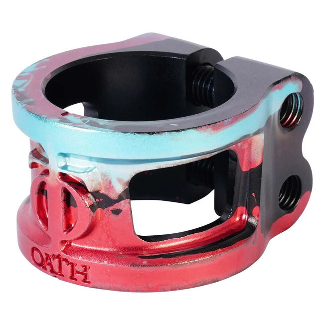 Oath Cage V2 Scooter Double Clamp - Black / Teal / Red