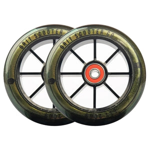 Grit Scooters 8-Spoke Alloy Core Wheels 110mm - Black / Gold (PAIR)