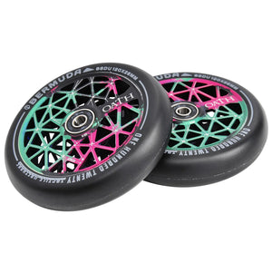 Oath Bermuda Pro Scooter Wheels - 110mm - Black / Green / Pink - Pair