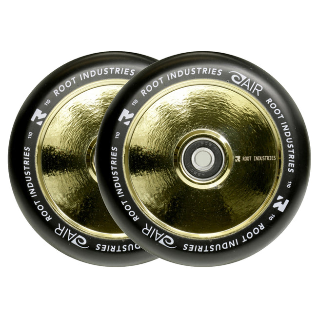 Root Air Scooter Wheels - 110mm - Black on Gold - Pair