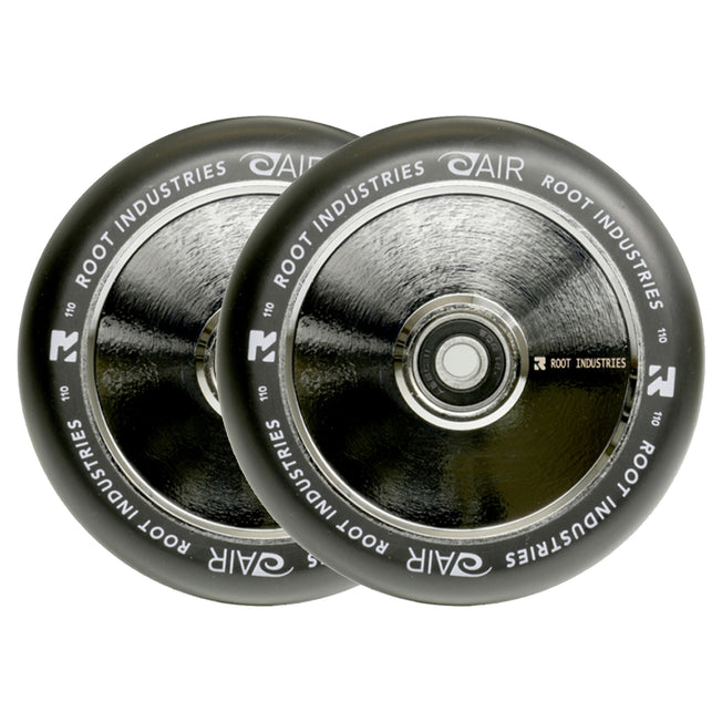 Root Air Scooter Wheels - 110mm - Black on Chrome - Pair