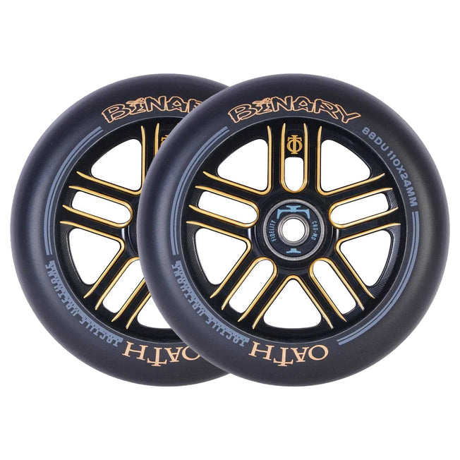 Oath Binary Scooter Wheels - 110mm - Black / Orange - Pair