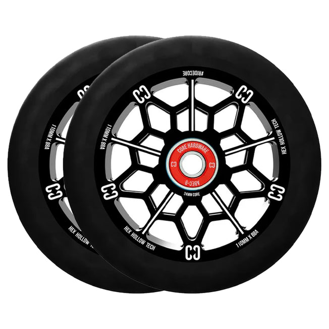 Core Hex Scooter Wheel - 110mm - Black / Black