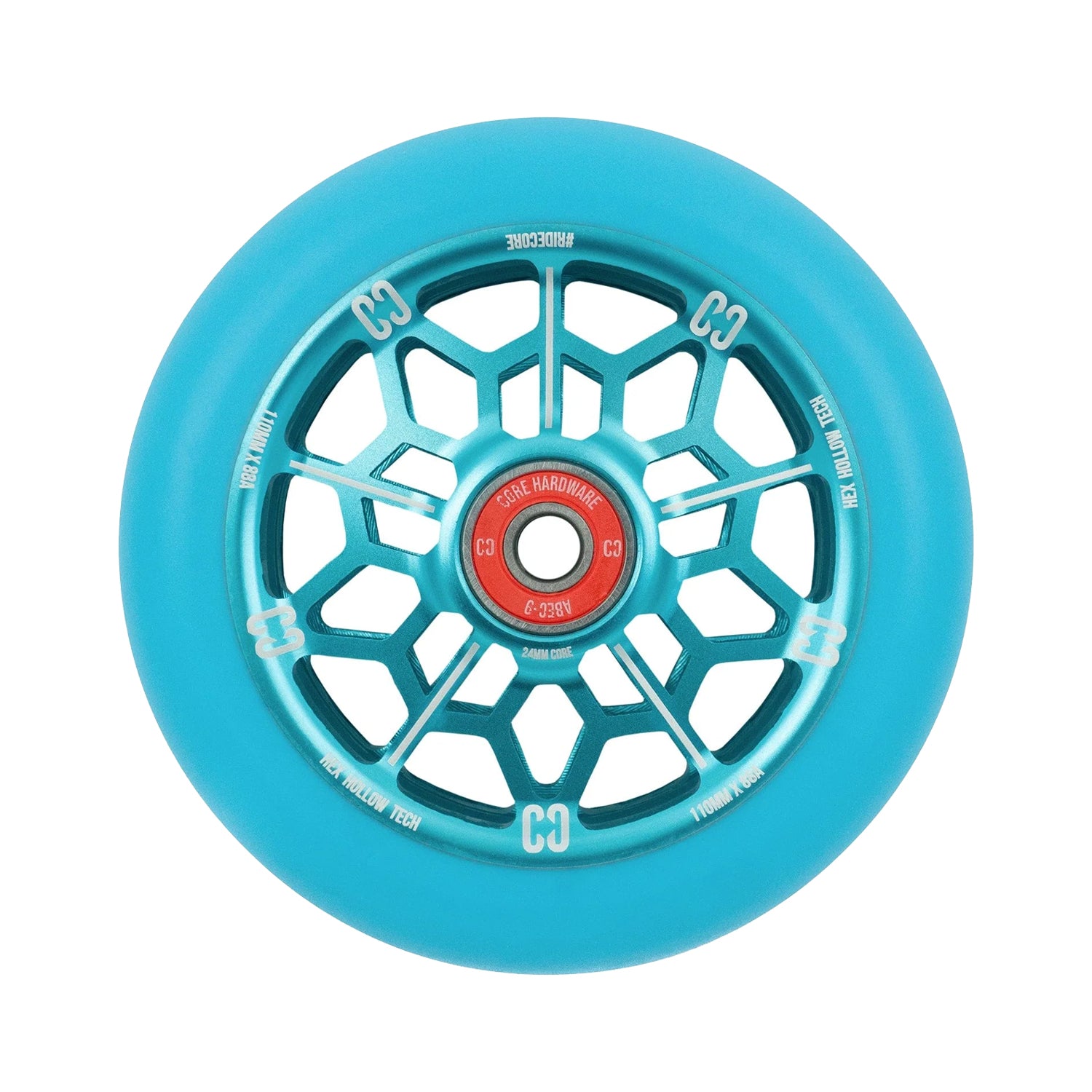 Core Hex Scooter Wheel - 110mm - Teal / Teal | Dogg Scooters
