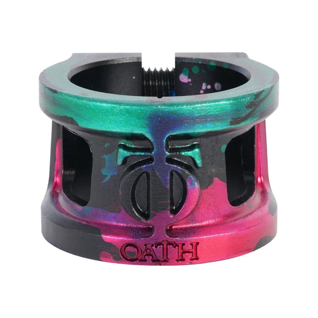 Oath Cage V2 Scooter Double Clamp - Green / Pink / Black