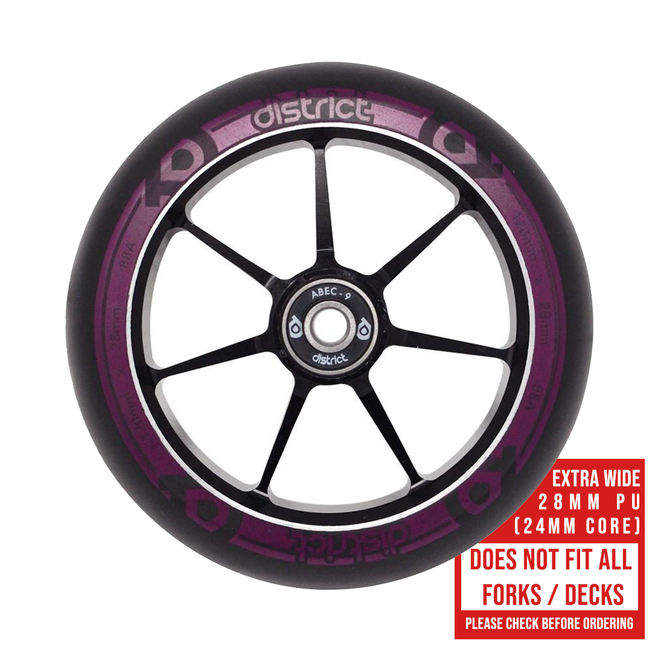 District W120 Dual Width Pro Scooter Wheel - Black / Magenta