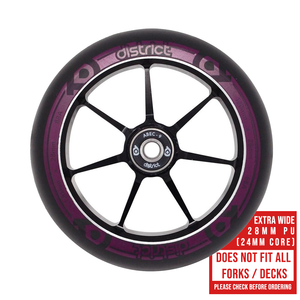 District Scooters 120mmx28mm Dual Width Core W120 Wheel - Black / Magenta