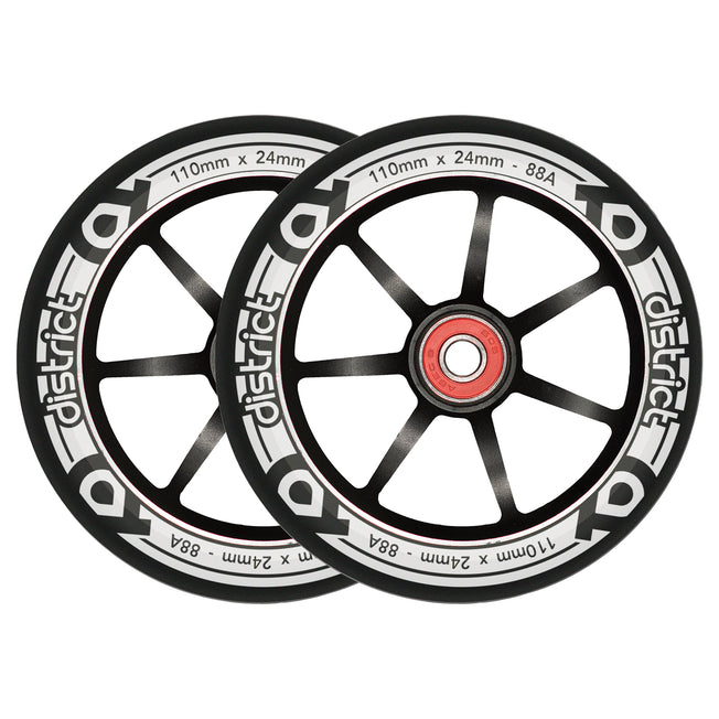 District Scooters S-Series Wheels - 110mm - Black / White - Pair