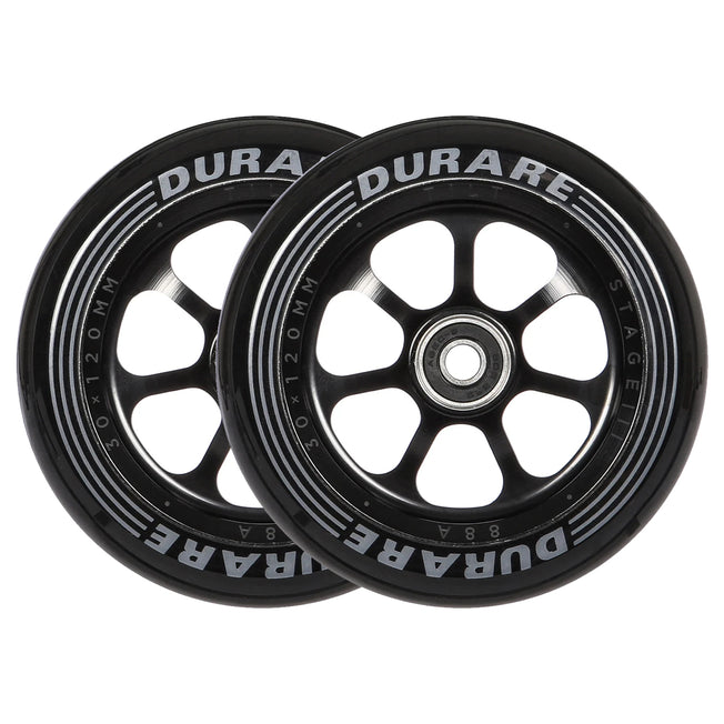 Tilt Durare Scooter Wheels - Spoked - 120mm - Black - Pair