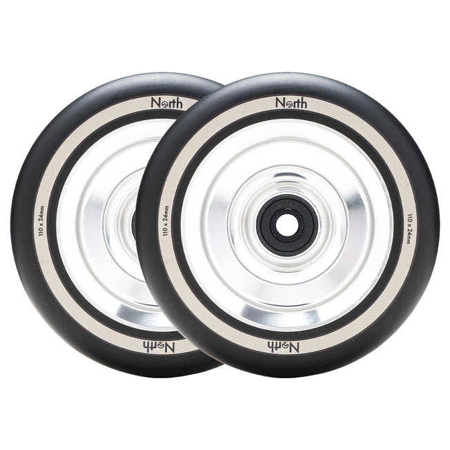 North Fullcore Scooter Wheel - 115mm - Black / Silver - Pair