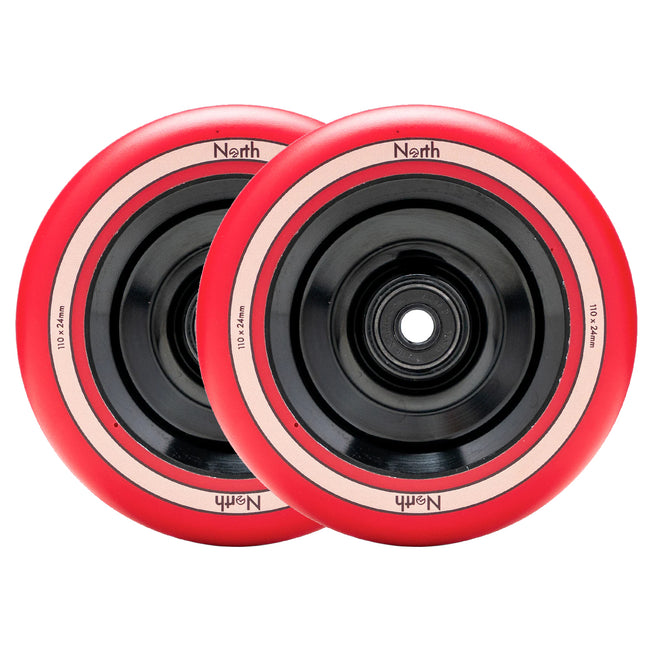 North Fullcore Scooter Wheel - 110mm - Black / Red - Pair