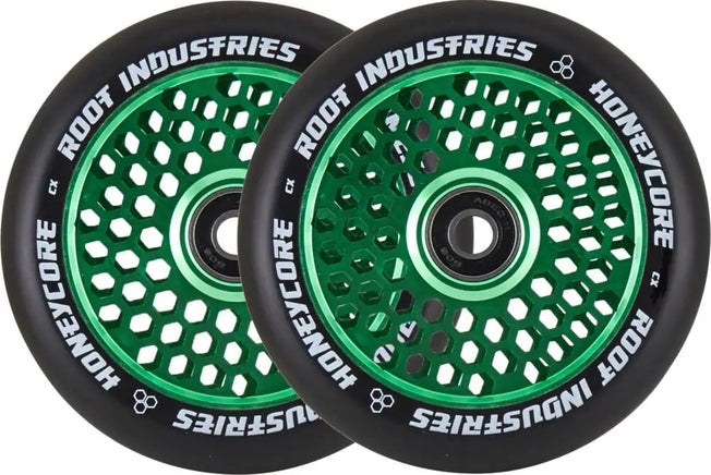 Root Honeycore Pro Scooter Wheels - 110mm - Black on Green - Pair