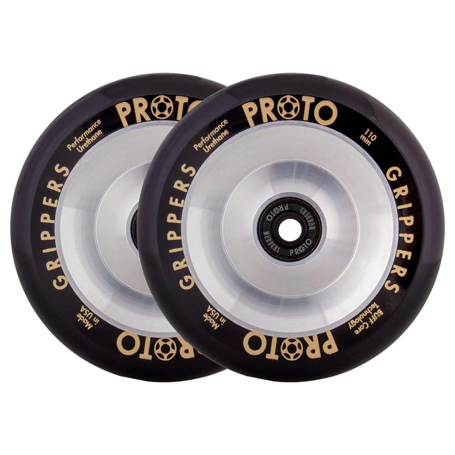 Proto Gripper Fullcore Wheels - 110mm - Black on Silver - Pair