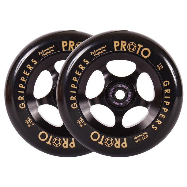 Proto Gripper Spoked Wheels - 110mm - Black on Black - Pair