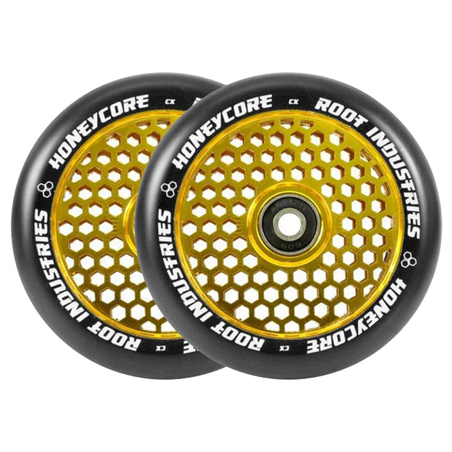 Root Honeycore Scooter Wheels - 110mm - Black on Gold - Pair