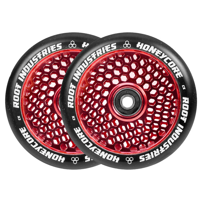 Root Honeycore Scooter Wheels - 110mm - Black on Red - Pair