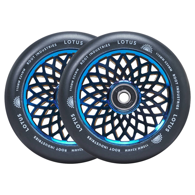 Root Lotus Scooter Wheels - 110mm - Black on Blu-ray - Pair
