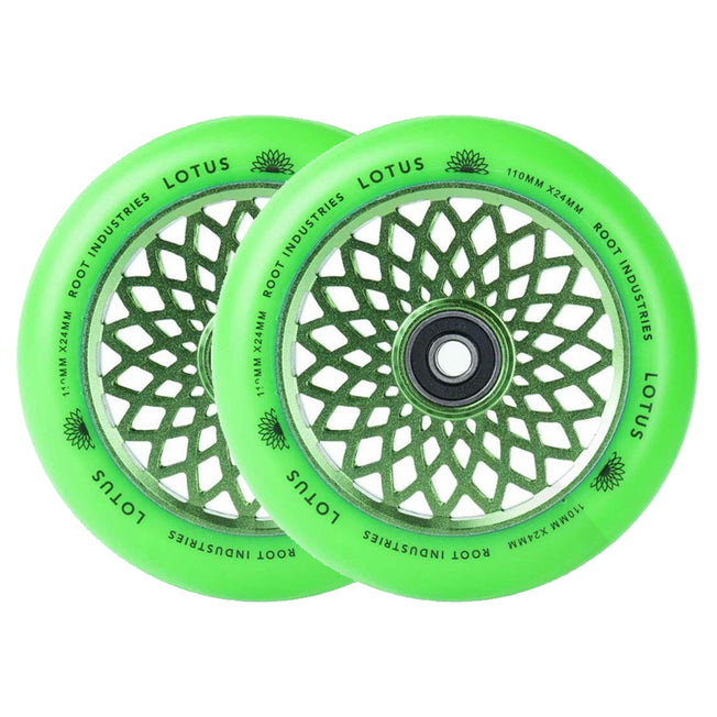 Root Lotus Scooter Wheels - 110mm - Green - Pair
