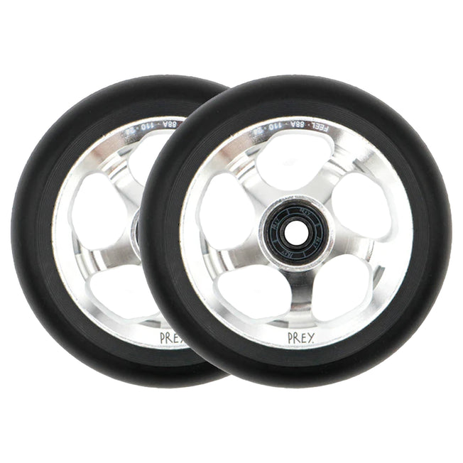 Prey Feel Scooter Wheels - 110mm - Silver/Black - Pair