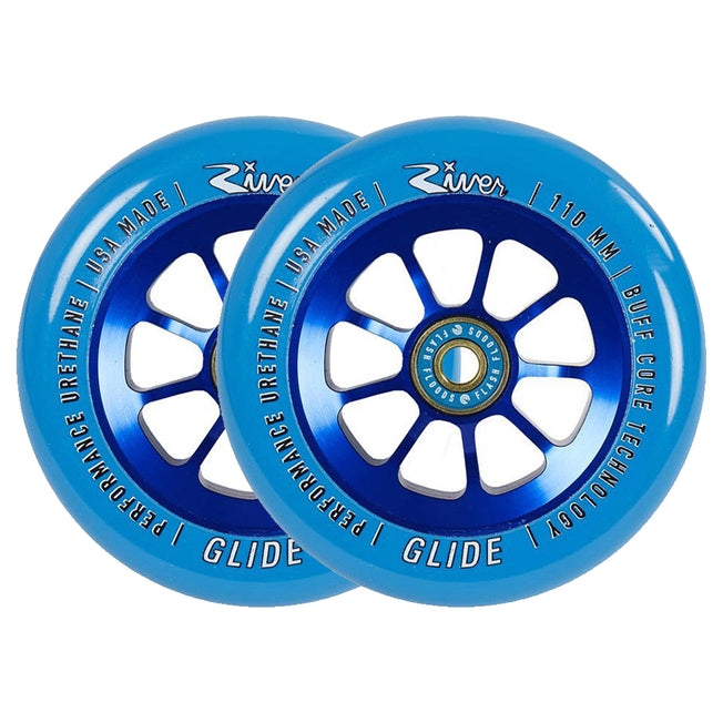 River Glide Scooter Wheels - 110mm - Sapphire - Pair