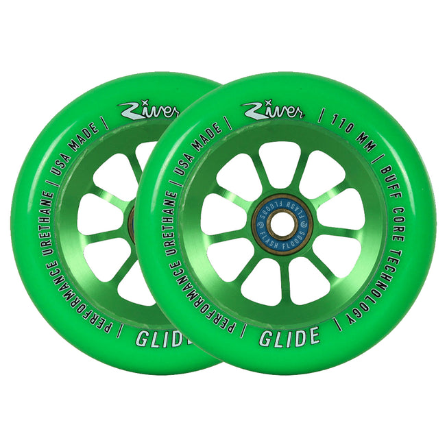 River Glide Scooter Wheels - 110mm - Emerald - Pair