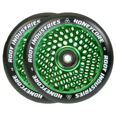 Root Honeycore Scooter Wheels - 110mm - Black on Green - Pair