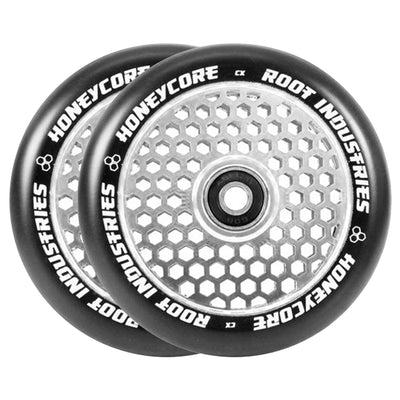 Root Honeycore Scooter Wheels - 110mm - Black on Chrome - Pair