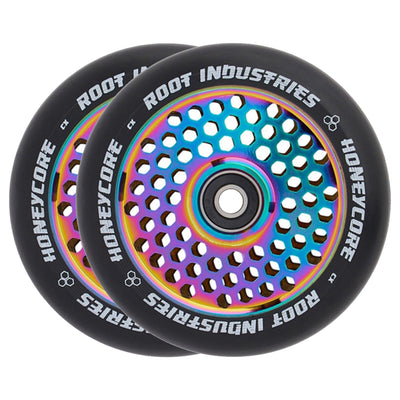 Root Honeycore Scooter Wheels - 110mm - Black on Oil Slick - Pair