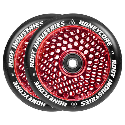 Root Honeycore Scooter Wheels - 110mm - Black on Red - Pair
