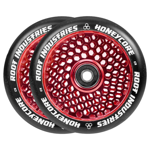 Root Honeycore Scooter Wheels - 110mm - Black on Red - Pair