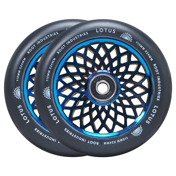 Root Lotus Scooter Wheels - 110mm - Black on Blu-ray - Pair
