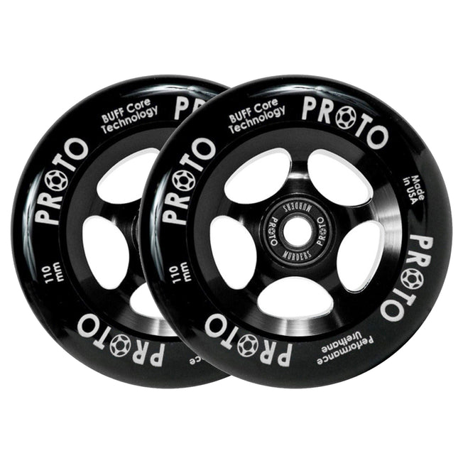 Proto Slider Spoked Wheels - 110mm - Black on Black - Pair