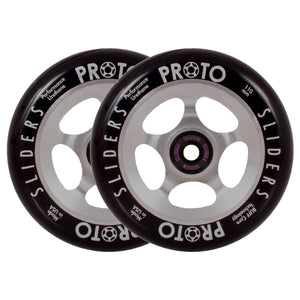 Proto Slider Spoked Wheels - 110mm - Black on Raw - Pair