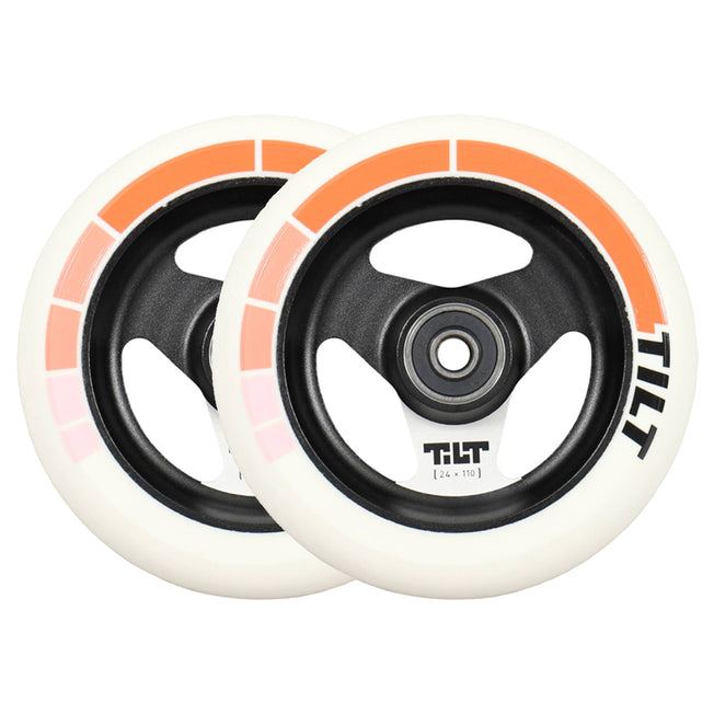 Tilt Stage Scooter Wheels - 110mm - Orange Stripe - Pair
