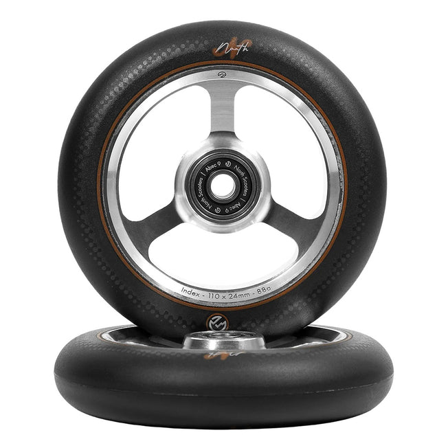 North Index G5 Scooter Wheels - 110mm - Silver / Black - Pair