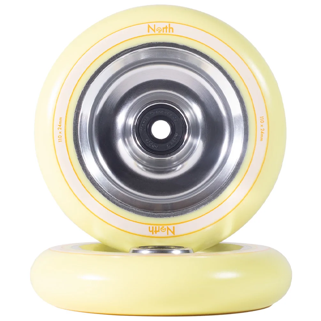 North Fullcore Pro Scooter Wheel - 110mm - Cream / Silver - Pair