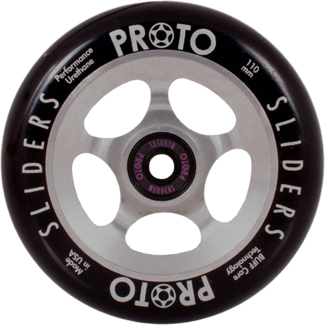 Proto Slider Spoked Pro Scooter Wheels - 110mm - Black on Raw - Pair