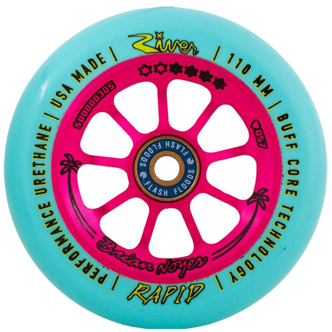 River Brian Noyes Signature Pro Scooter Wheels - 110mm - Pink/Teal - Pair