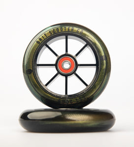 Grit Scooters 8-Spoke Alloy Core Wheels 100mm - Black / Gold (PAIR)